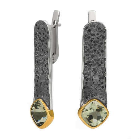 Серебряные серьги с зеленым аметистом