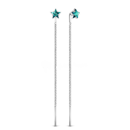 Серебряные серьги с кристаллами Swarovski «Звезда»