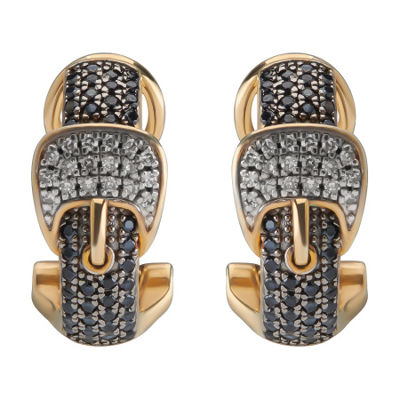 Серьги из серебра с позолотой со шпинелью и бриллиантами