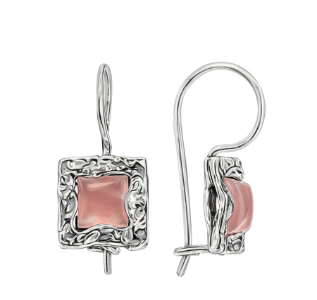 Серебряные серьги с розовым кварцем