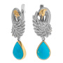 Серьги из серебра с бирюзой в позолоте «Лебедь»