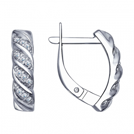 Серьги из серебра с фианитами