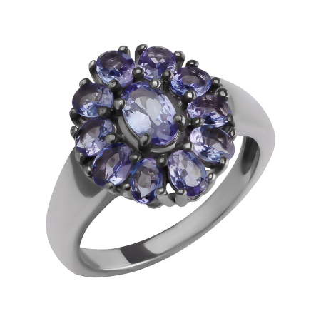 Кольцо из серебра с танзанитом