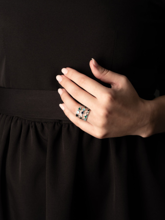 Сет серебряных колец с витражной эмалью