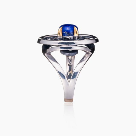 Серебряное кольцо «Кружево» с лазуритом