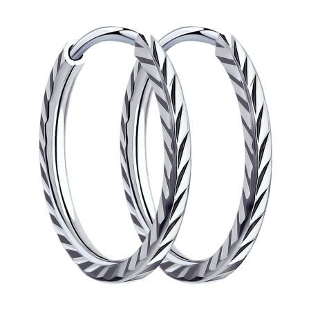 Серьги конго из серебра с алмазной гранью 1 см