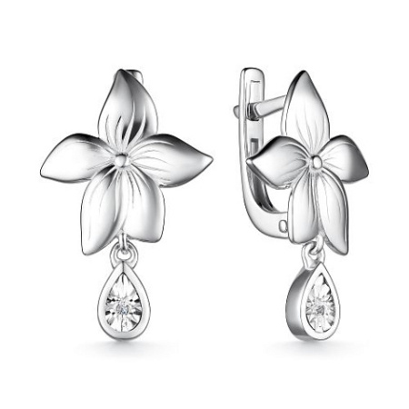 Серебряные серьги с бриллиантами «Цветок»