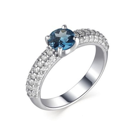 Кольцо из серебра с Лондон топазом и фианитом