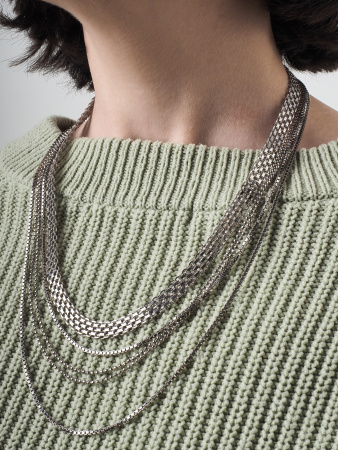 Многослойное колье из серебра