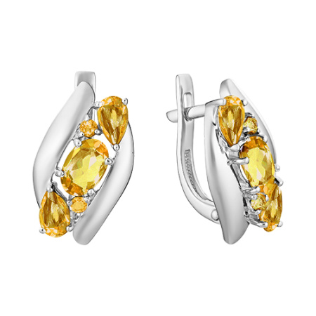 Серьги из серебра с цитринами