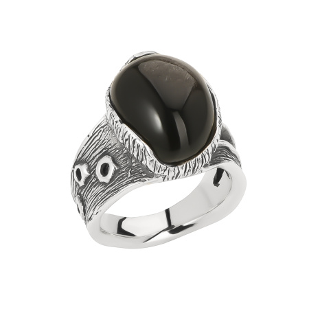 Кольцо из серебра с обсидианом