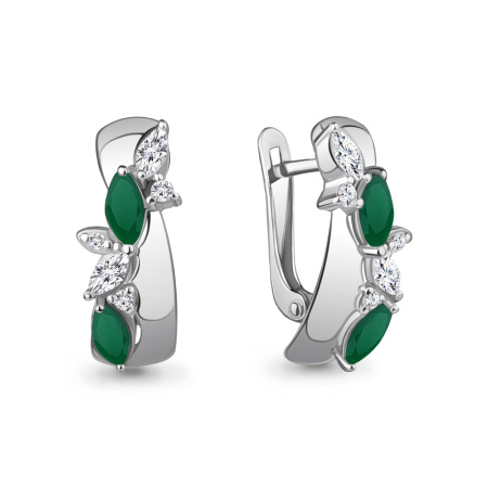 Серьги из серебра с агатами и фианитами