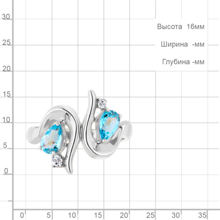 Кольцо из серебра с топазом и фианитами