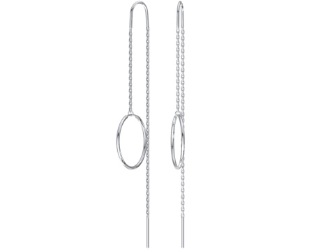 Серебряные длинные серьги-продевки «Круги»