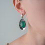 Серебряные серьги с зеленым агатом «Лагуна»