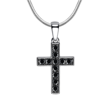 Серебряная подвеска с фианитами «Стильный Крест»