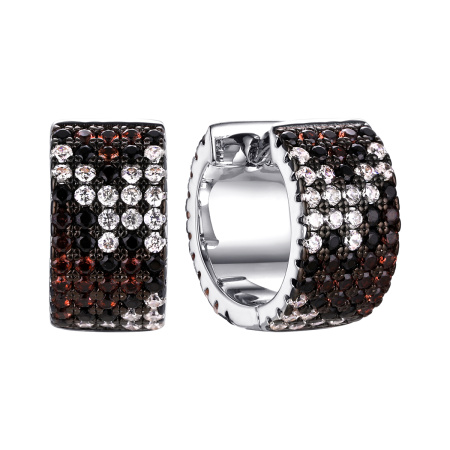 Серебряные серьги с нанокристаллом и фианитом