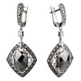 Серебряные серьги с гематитом, марказитами Swarovski и фианитами