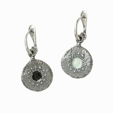 Серьги из серебра с эмалью «Две звезды»