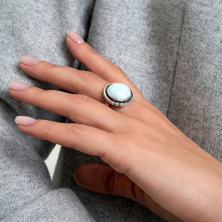 Серебряное кольцо с ларимаром