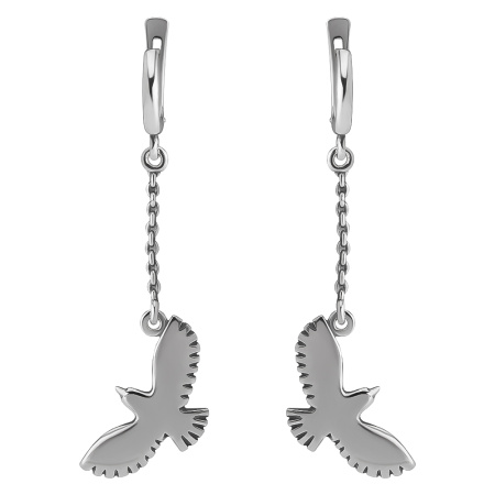 Серьги из серебра «Голуби»