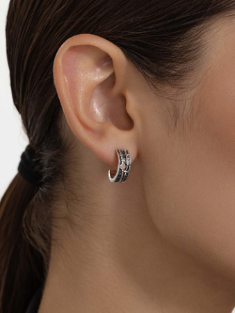 Серьги из серебра с бриллиантом «Луна»