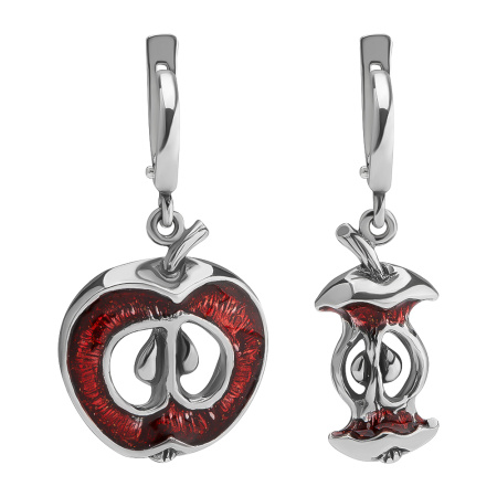 Серьги из серебра с эмалью «Яблоко»