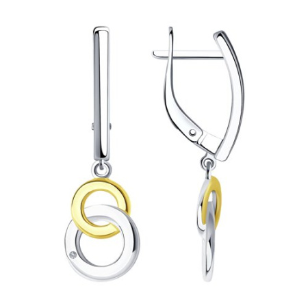 Серьги из золочёного серебра с бриллиантами