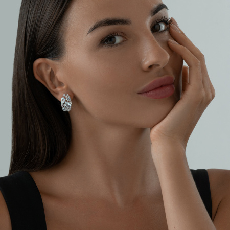 Серьги из серебра с топазами и фианитами