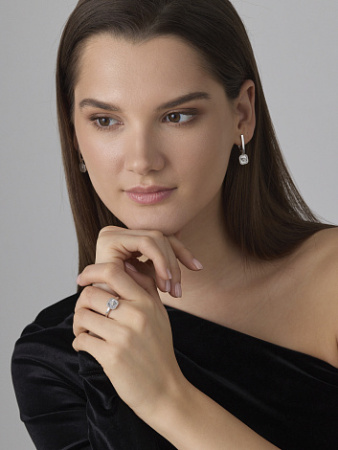 Серебряные серьги с бриллиантами «Роза»