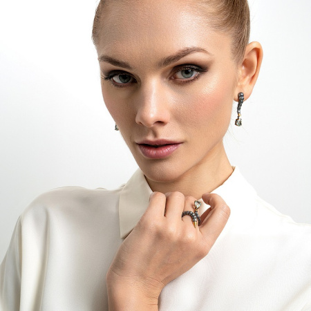 Серебряное кольцо «Мятная Змея» с празиолитом