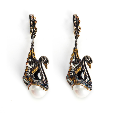 Серебряные серьги «Лебеди»