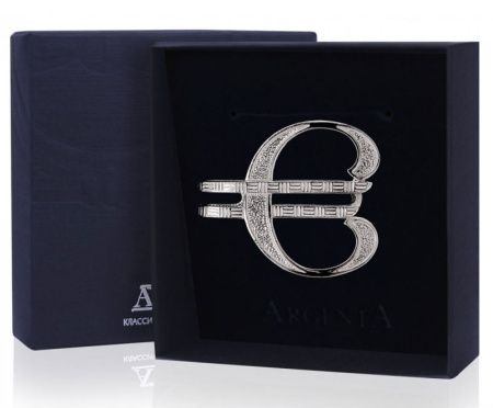 Серебряный зажим для денег «Евро»