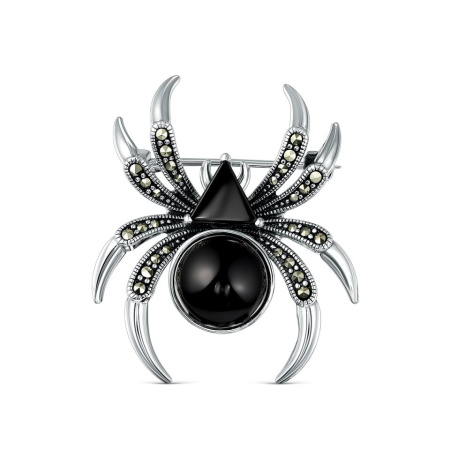 Брошь из серебра с ониксом «Паук»