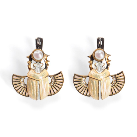 Серебряные серьги «Скарабеи»