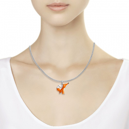 Серебряная подвеска с эмалью «Лисичка»