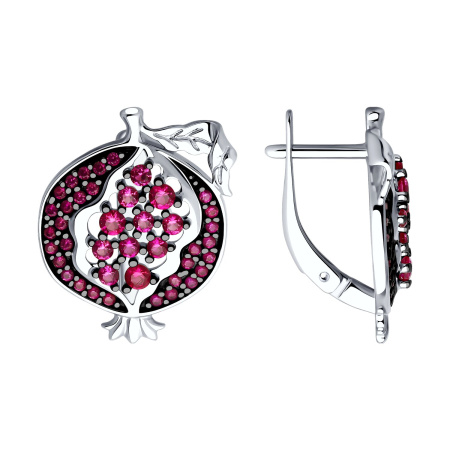 Серьги из серебра с корундами «Гранат»