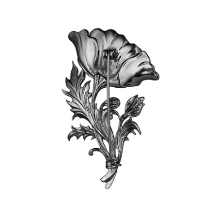 Серебряная брошь с позолотой «Мак»