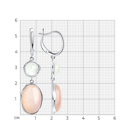 Серебряные серьги с кварцем и лунным камнем