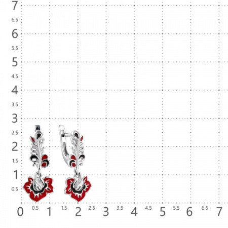 Серьги из серебра с эмалью «A la Russe» Хохлома