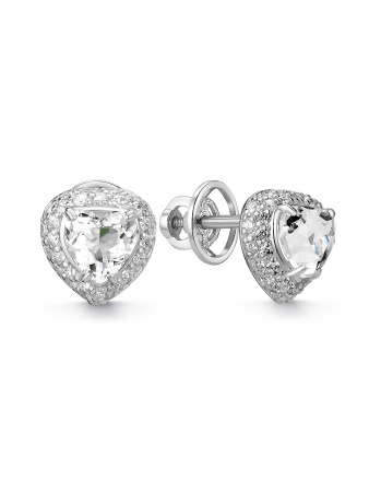 Серьги из серебра с горным хрусталем и фианитами