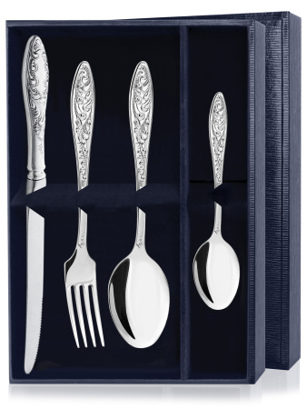 Серебряный набор столовый «Эгоист-Морозко» 4 предмета