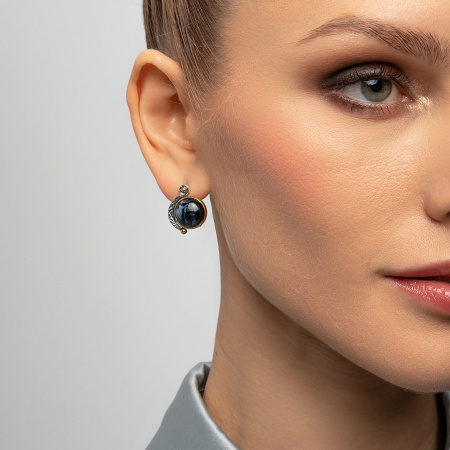 Серьги из серебра с камнем питерсит