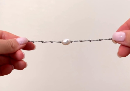 Браслет серебряный с жемчугом барокко «Палермо»