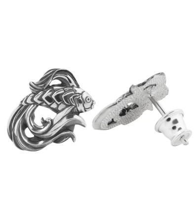 Серьги-пусеты из серебра «Рыбка»