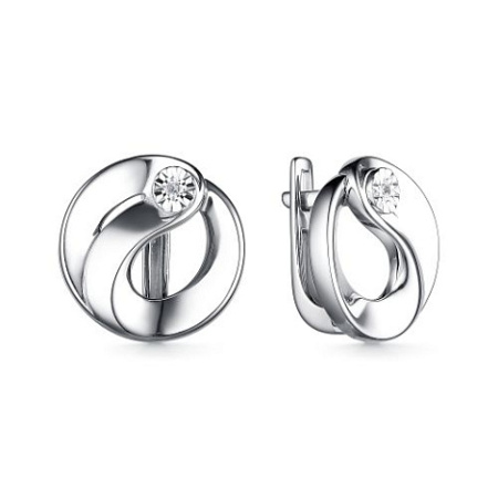 Серебряные серьги с бриллиантом