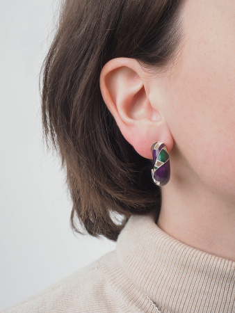 Серебряные серьги «Фараон» с эмалью