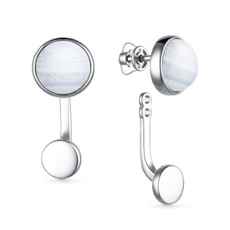 Серьги-гвоздики из серебра с агатом