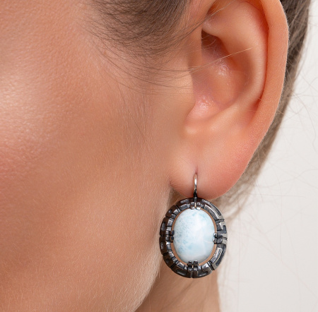 Серьги из серебра с ларимаром