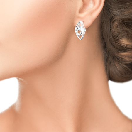 Серебряные серьги «Танцующий фианит»